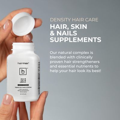 HairMax Hair, Skin and Nails Dietary Supplement - Hair Loss &amp; Hair Regrowth Treatment. 2500mcg Biotin, DHT Blocker, MSM &amp; Antioxidants, 60 Capsules