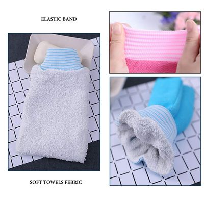 LISSOMPLUME 2 Pack Mens Body Exfoliating Bath Mitt Hammam Shower Gloves Hand Scrub Towel for Women Rose Red &amp; Blue