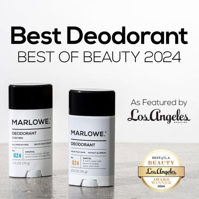 MARLOWE. No. 024 Mens Deodorant 2.5 oz (3 Pack) Natural Deodorant for Men, Aluminum Free Stick, Made with Coconut Oil, Shea Butter &amp; Jojoba, Only No-Nonsense Ingredients, Fresh &amp; Woodsy Scent