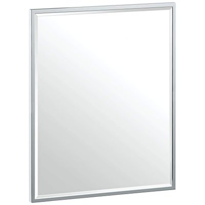 Gatco 1823 Bathroom Wall Mirror, 25&quot;H x 21&quot;W Modern mirror for Living Room, Vanity, Slim Design Beveled Framed Rectangle Chrome mirror - Hangs Horizontal or Vertical with Easy Mount Safety Bracket