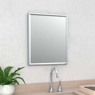 Gatco 1823 Bathroom Wall Mirror, 25"H x 21"W Modern mirror for Living Room, Vanity, Slim Design Beveled Framed Rectangle Chrome mirror - Hangs Horizontal or Vertical with Easy Mount Safety Bracket