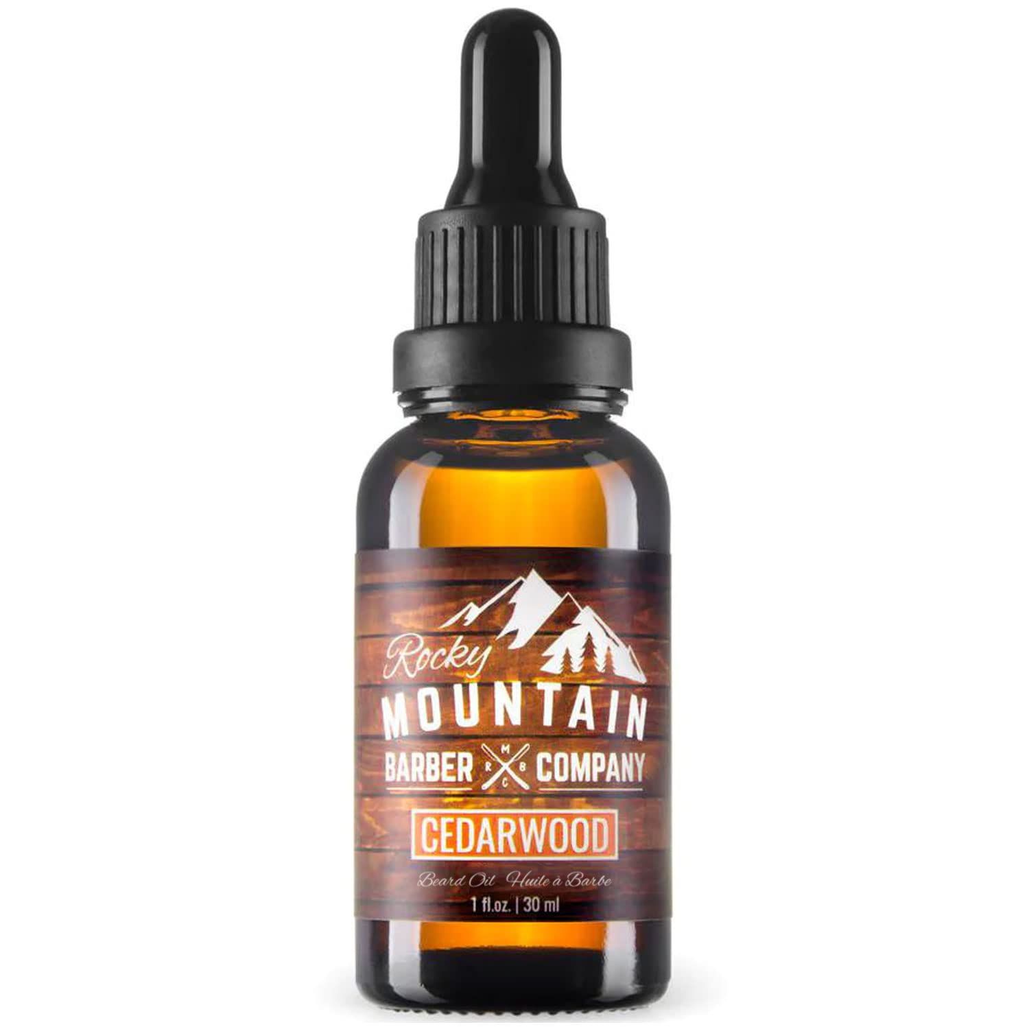 Rocky Mountain Barber Company Mens Cedarwood Beard Oil - Featuring Grapeseed Oil, Coconut Oil, Argan Oil and Real Cedarwood Essential Oil