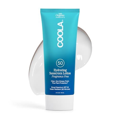 COOLA Organic Sunscreen SPF 50 Sunblock Body Lotion, Dermatologist Tested Skin Care for Daily Protection, Vegan and Gluten Free, Fragrance Free, 5 Fl Oz