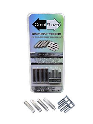 Premium Omnishaver Replacement Cartridge Refill Kit with One Blade Removal Tool - an Alternative to Disposable, Self Cleans &amp; Strops During Use - Durable Smooth &amp; Comfortable 4 Cartridges