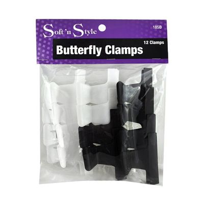 Butterfly Clamps 1-dozen * Small Size: 2&quot; * Black &amp; White