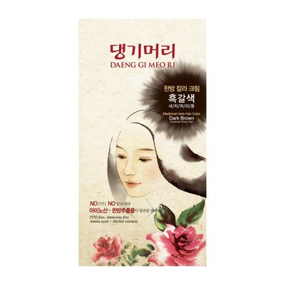 Daeng Gi Meo Ri - Korean Herbal Hair Dye Color Cream [Dark Brown] - PPD-Free Gray Coverage, Hair Protection, High-Keratin Formula, 5 Oz