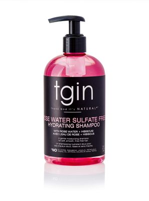 Thank God It&#39;s Natural tgin Rose Water Sulfate-Free Hydrating Shampoo for Curly, Coily and Wavy Hair, with Rose Water and Acai Berry, Moisturizes Low Porosity Hair, 13 oz