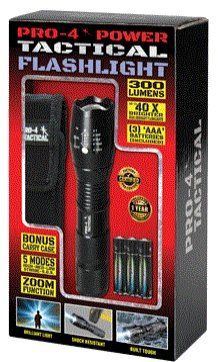 Weedout Pro-4 Power Tactical Flashlight 300 Lumens Plus Bonus Carry Case