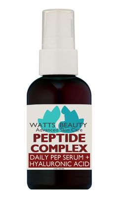Watts Beauty Peptide Anti-Aging Face Serum - Hyaluronic Acid and Collagen Boosting Daily Face Care Polypeptide Complex with L-Arginine Firms Wrinkles and Boosts Collagen in 2 oz Pump Bottle