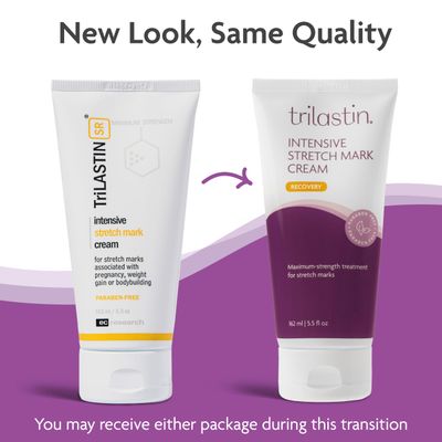 TriLASTIN SR Vit. Infused Intensive Stretch Mark Cream for Pregnancy 5.5 Oz, Scar Cream &amp; Moisturizing Lotion, Cocoa Butter Scar Treatment, Hypoallergenic &amp; Paraben-Free, Stretch Mark Cream for Women