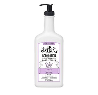 J.R. Watkins Daily Moisturizing Lotion - Body Cream in Pump Dispenser - Hydrating Skin Cream Made with Shea Butter, Cocoa Butter, Coconut Oil &amp; Vitamin E, Lavender, 18 fl oz