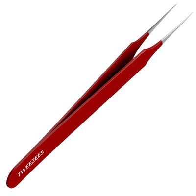 Ingrown Hair Tweezers | Pointed Tip | Red | Precision Stainless Steel | Extra Sharp and Perfectly Aligned for Ingrown Hair Treatment &amp; Splinter Removal For Men and Women | By Tweezees