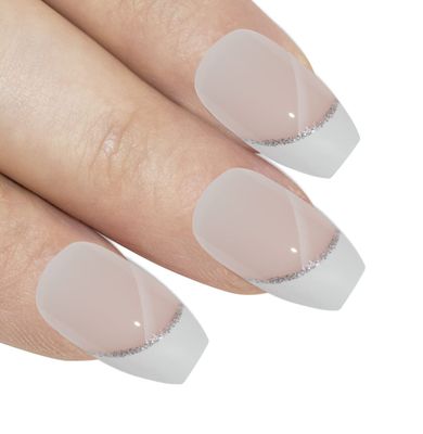 Bling Art Ballerina False Nails Fake Coffin Polished White 24 French Long Tips