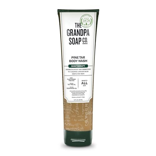 The Grandpa Soap Company Pine Tar Body Wash - Dermatologist Recommended to Cleanse &amp; Moisturize Irritated Skin, Deodorizing Power, With Pine Tar &amp; Tea Tree Oil, 9.5 Fl Oz
