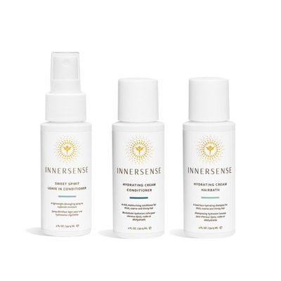 Innersense Organic Beauty - Hydrating Travel Hair Trio | Non-Toxic, Cruelty-Free, Clean Haircare (Hydrating Cream Hairbath, Hydrating Cream Conditioner, Sweet Spirit Leave-In Conditioner)