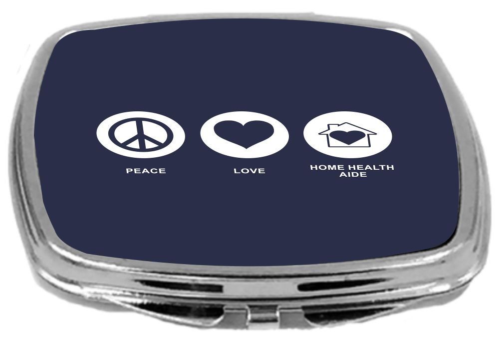 Rikki Knight Peace Love Home Health Aide Design Compact Mirror, Blue, 2 Ounce