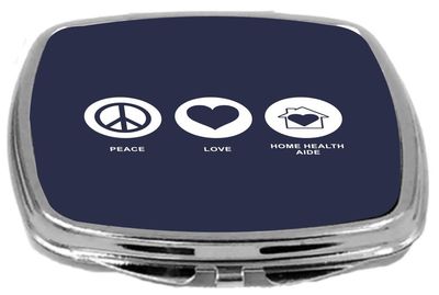 Rikki Knight Peace Love Home Health Aide Design Compact Mirror, Blue, 2 Ounce