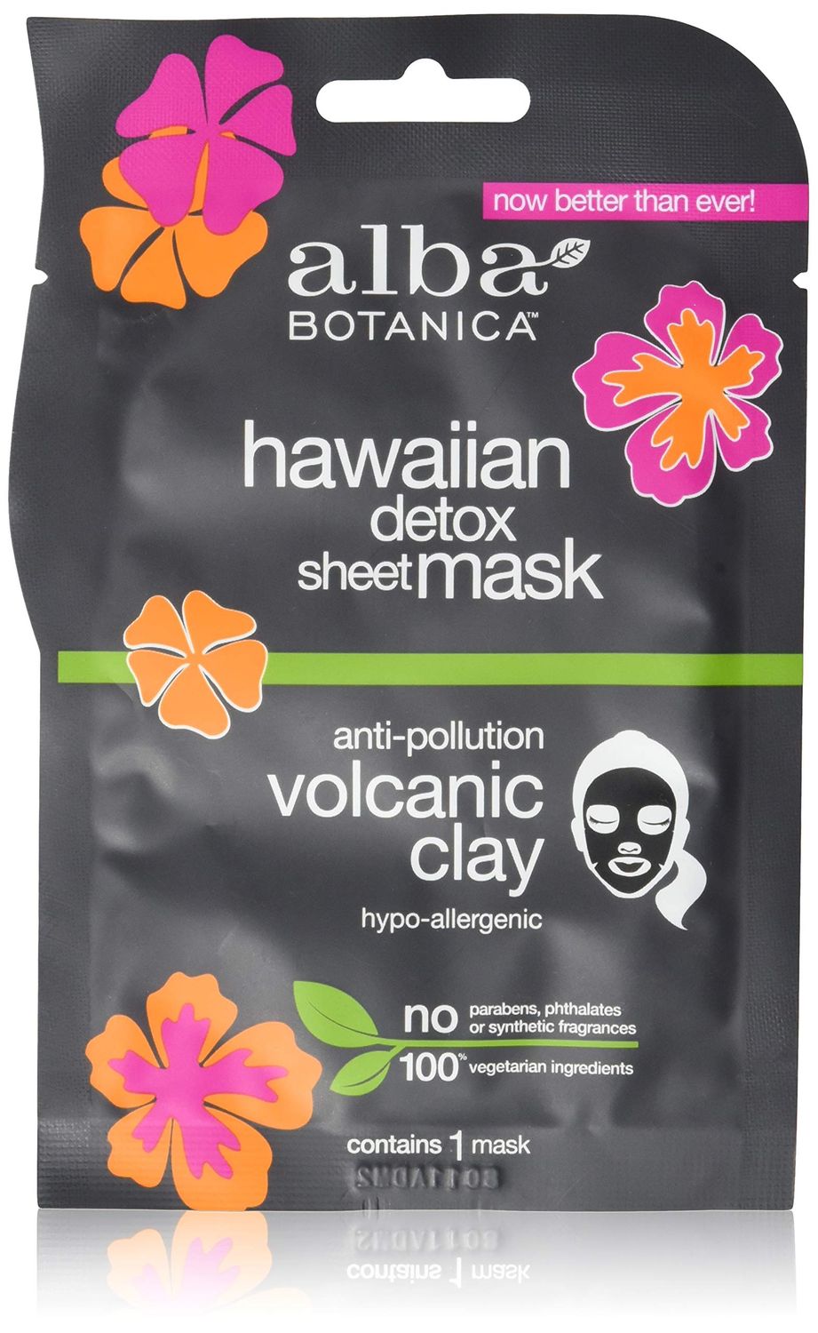 Alba Botanica Hawaiian Detox Sheet Mask, Anti-Pollution Volcanic Clay, 1 Ounce