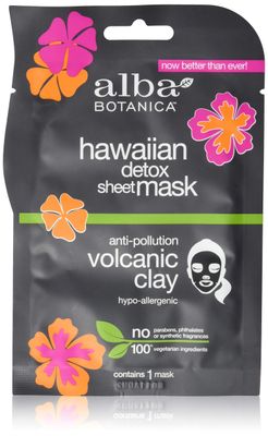 Alba Botanica Hawaiian Detox Sheet Mask, Anti-Pollution Volcanic Clay, 1 Ounce