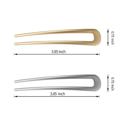FRDTLUTHW Large French Hair Pins Metal U-Shaped Hair Sticks(pack of 2, Gold&amp;Silver)