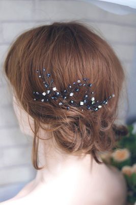 Kercisbeauty Handmade Wedding Hair Pins with Black Crystal Beads Rhinestones for Brides Bridal Hair Piece Prom Women Hair Accessories 2pcs
