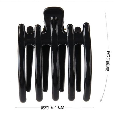 2Pcs Large Plastic Non-slip Hair Claw Clips Hairpin Clamp with Inner Teeth for Women Girls(Black+Brown)