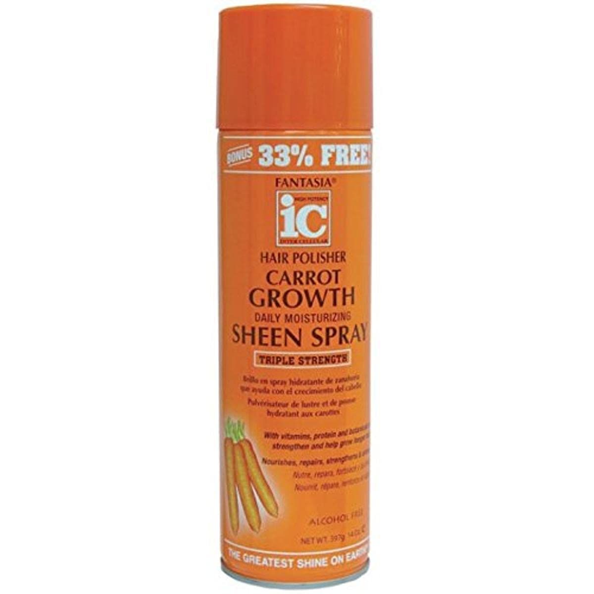 FANTASIA Ic Hair Polisher Carrot Growth Sheen Spray 14 Oz