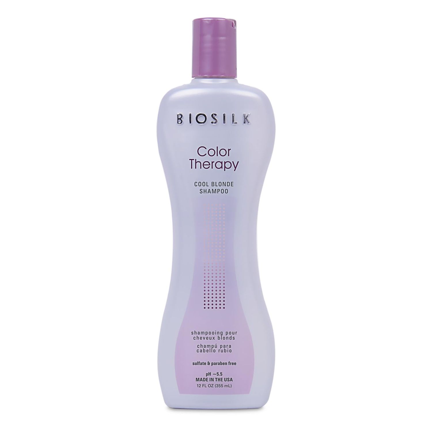 Biosilk Color Therapy Cool Blonde Shampoo, Protects Highlighted &amp; Lightened Hair To Help Balance Brassy Tones, Sulfate, Paraben &amp; Cruelty-Free, 12 Oz