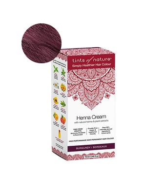 Tints of Nature Burgundy Semi-Permanent Henna Cream Hair Colour, Ammonia-Free and 95% Natural, 70ml