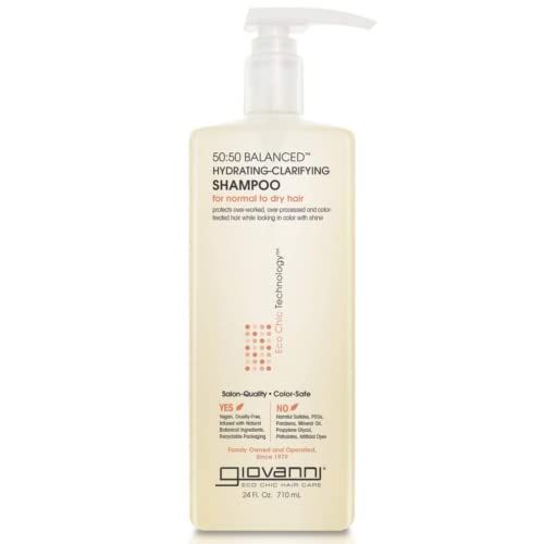 GIOVANNI 50:50 Balanced Hydrating Clarifying Shampoo - Moisturizing Shampoo for Women &amp; Men, Gentle Cleansing for Damaged, Frizzy Hair, Salon Quality for Soft, Smooth Hair - 24 Fl Oz (Pack of 1)