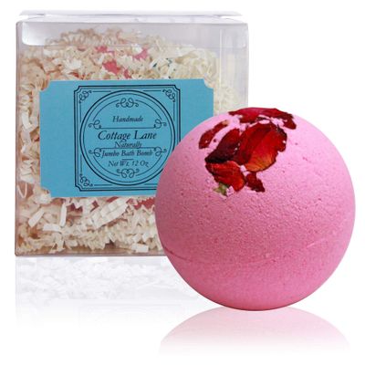 Night of Romance Giant XXLG 12 Ounce Fizzy Bath Bomb Featuring Real Dried Flower Petals by Villamonte Lane