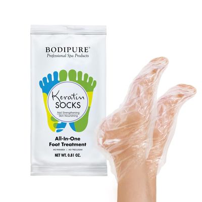 Bodipure All-In-1 Moisturizing Foot Mask | Keratin &amp; Vitamin E Foot Mask for Dry Cracked Feet, Callus &amp; Heel Softening | Easy-to-Use Pedicure Foot Repair | Chemical-free Feet Treatment | 50 Pairs