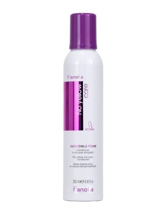 Fanola No Yellow Incredible Foam - Purple Hair Conditioner Mousse Toner With Violet Pigments Removes Yellow And Brassiness On Bleached, Blonde Or Highlighted Hair 8.4oz