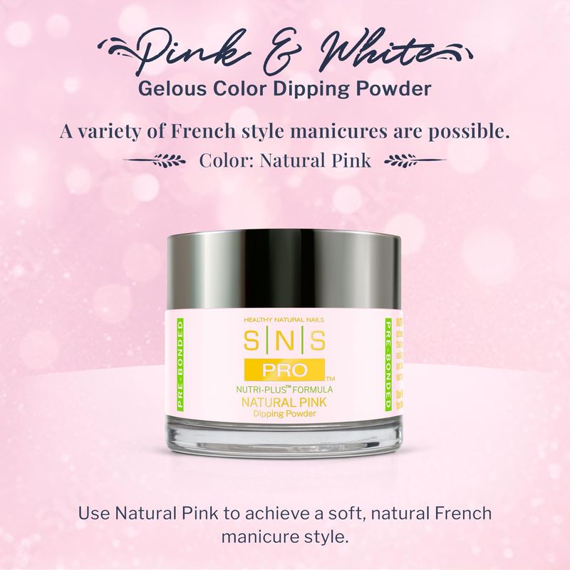 SNS Nail Dip Powder, Gelous Color Dipping Powder - Natural Pink (Natural/Nudes, Sheer), PWNP02 - Long-Lasting Acrylic Nail Color &amp; Polish Lasts 14 Days - Odor-Free &amp; No UV Lamp - 2 Oz