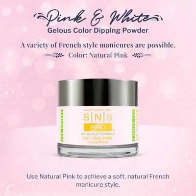 SNS Nail Dip Powder, Gelous Color Dipping Powder - Natural Pink (Natural/Nudes, Sheer), PWNP02 - Long-Lasting Acrylic Nail Color & Polish Lasts 14 Days - Odor-Free & No UV Lamp - 2 Oz