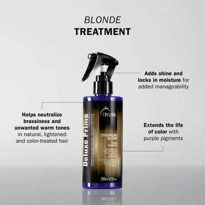 Truss Deluxe Prime Champagne Blond Toner - Violet Purple Spray Treatment Neutralizes Warm, Brassy Yellow Tones On Blonde, Highlighted, Silver And Bleached Hair For The Perfect Platinum Effect.