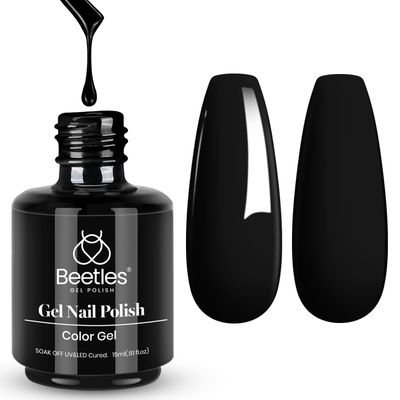 Beetles Black Gel Nail Polish, 1 Pcs 15ml Audrey Winter Color Soak Off Gel Polish Nail Art Manicure Salon DIY Nail Uv Lamp Gel Nail Design Decoration at Home Gift for Women Gel Nail Polish