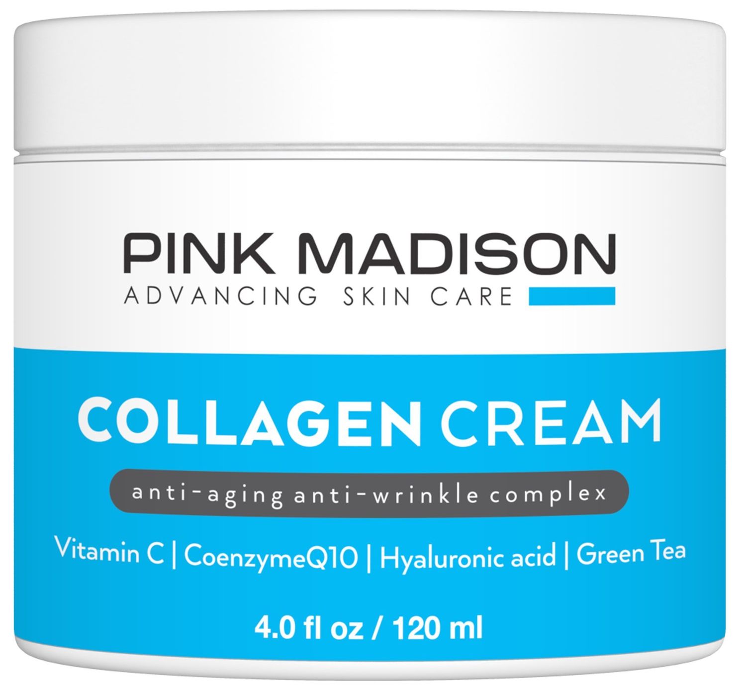 Pink Madison Skin Tightening Collagen Serum Cream with Hyaluronic Acid Anti Aging Face Treatment Fine Lines Wrinkles Men Women 4 Ounce Jar