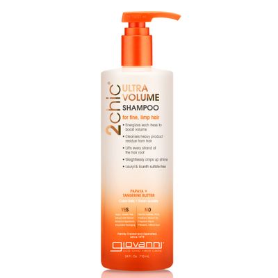 GIOVANNI 2chic Ultra-Volume Shampoo - Daily Volumizing Formula with Papaya &amp; Tangerine Butter, Promotes Weightless Control for Fine Limp Thin Hair, No Parabens, Color Safe - 24 oz