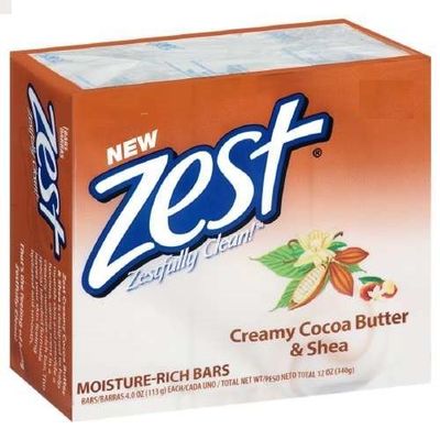 Zest Creamy Cocoa Butter &amp; Shea Soap, 6 Bars, 3.2 Oz. Each