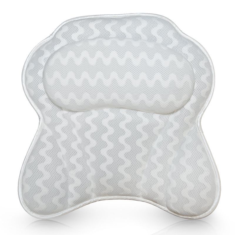 Bath Pillow for Tub, Luxury Bathtub Pillow Head and Neck Support, Relaxing Spa Cushion Head Rest for Tub, Bathtub Accessories for Women and Men with Quick Drying 3D Air Mesh Portable Washable