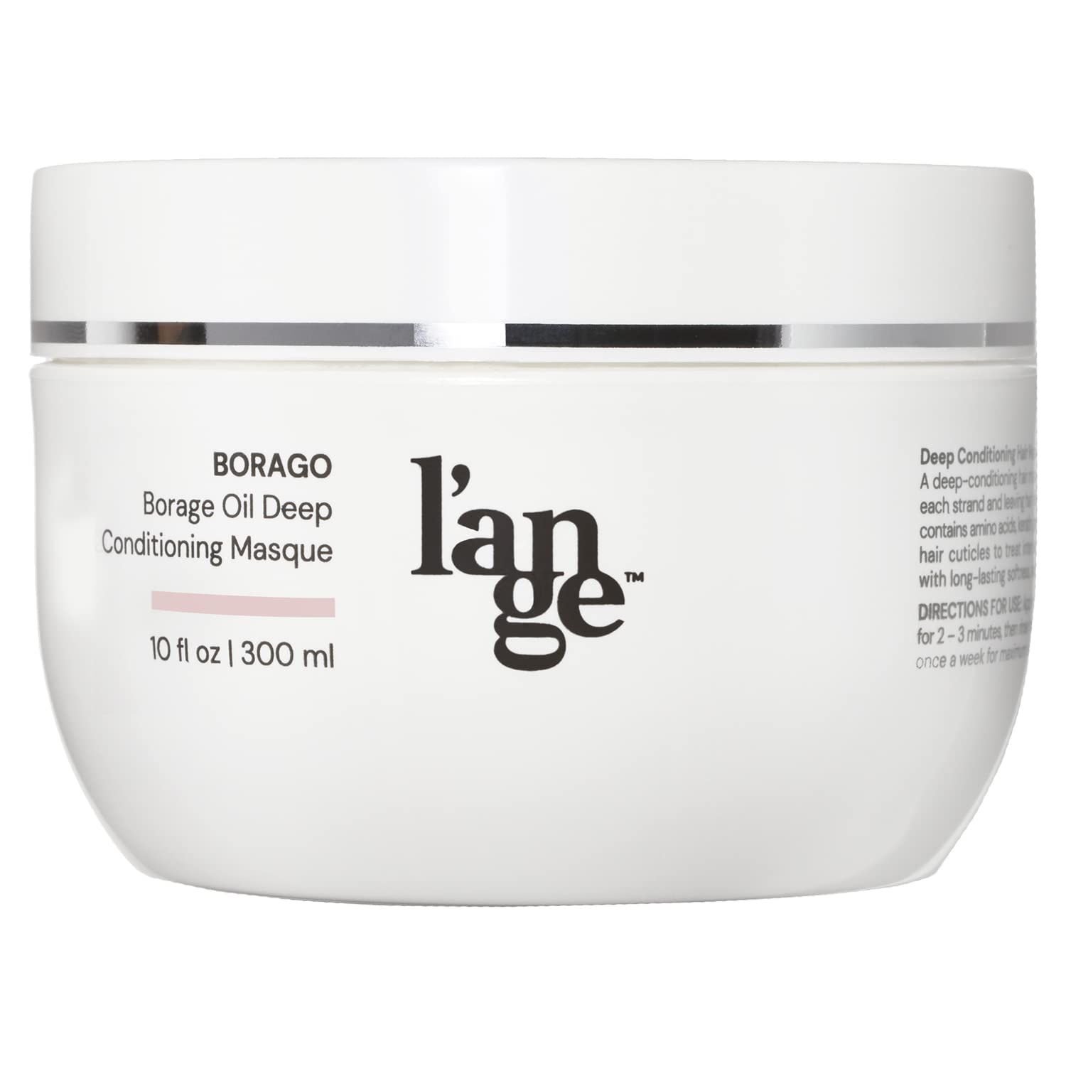 L&#39;ANGE HAIR Deep Conditioning Masque with Borage Oil - 16 Oz Jar, Nourishes and Strengthens Hair, Manages Frizz and Enhances Moisture, Sulfate &amp; Paraben-Free, for Dry Hair, Unisex