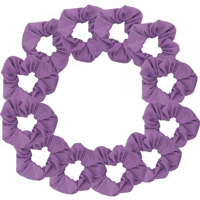 12 Pack Solid Hair Ties Scrunchies (Lavender)
