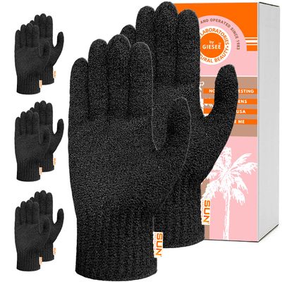 Sun Laboratories By Giesee Exfoliating Gloves 4 Pairs - Body Scrubber, Exfoliating Body Scrubber, Exfoliating Body Scrub, Self Tan Remover Mitt, Sunless Tanner Remover, Pre Tan Exfoliator, Tan Removal