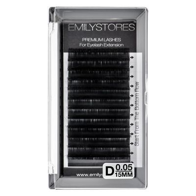EMILYSTORES Eyelash Extension 0.05mm Thickness D Curl Length 15mm Individual Rapid Blooming Volume Eyelash For Easy Fan Lash Extensions, Flower Lashes, Self Fanning Eyelashes, (0.05,D,15mm)