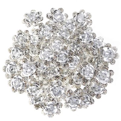 BETITETO 40 Pcs U-Shaped Flower Rhinestone Hair Pins Crystal Hair Accessories for Bridal Wedding Party Girls&#39; Sweet Sixteen (White)