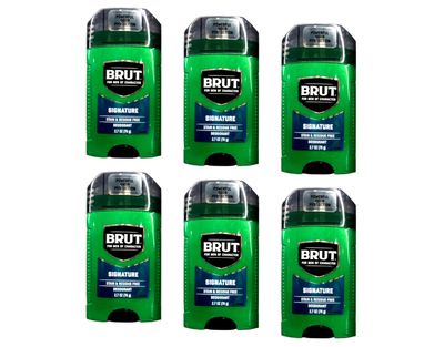 Brut Signature Deodorant - Stain &amp; Residue Free, Powerful Odor Protection, 2.7 oz (76 g) (Pack of 6)