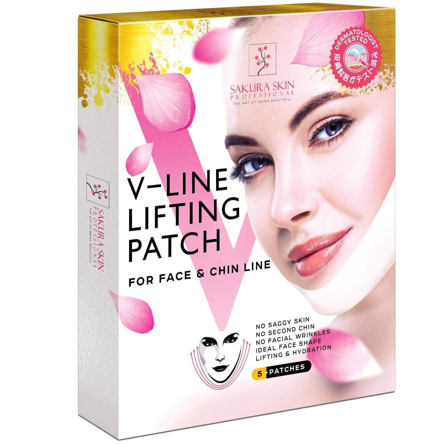 SWISSKOLAB V shape lifting up Face Mask Chin Up Patch Double Chin Reducer Chin Contour Tightening Firming Face Lift Tape Mask V-Line Neck Lifting Patches V Shaped Slimming Face Mask 5 pcs