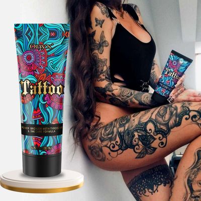 Onyx Tattoo Tanning Bed Lotion with Fade Protection - Ink Care & Color Booster, Tattoo Lotion for Color Enhancement & Ink Care, Indoor Tanning Lotion for Men and Women with Fruit Extract