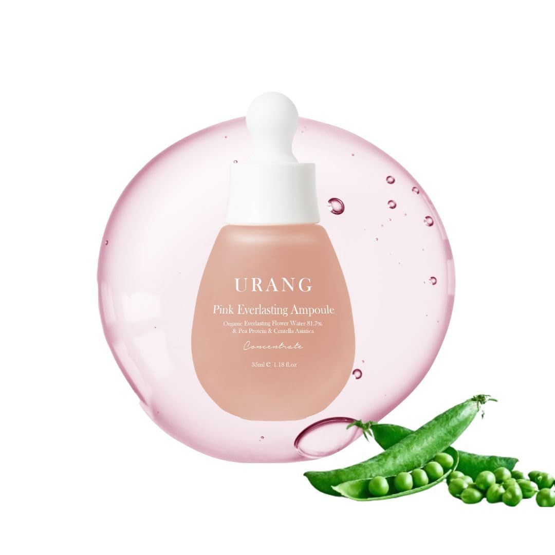 URANG Pink Everlasting Ampoule | Organic Moisturizer Supports Elasticity &amp; Vibrancy for Dull Skin | Natural Vegan Skincare for Women, Men |1.18 Fl oz